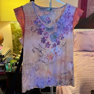 SALE!! DEAL!! On-Trend Vtg Y2K Rhinestone Embellished Floral T-Shirt